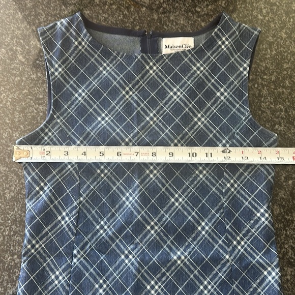 Maison Cléo Denim Blue Shift Dress with Pleated Skirt Size 36 French sizing. - Picture 8 of 9